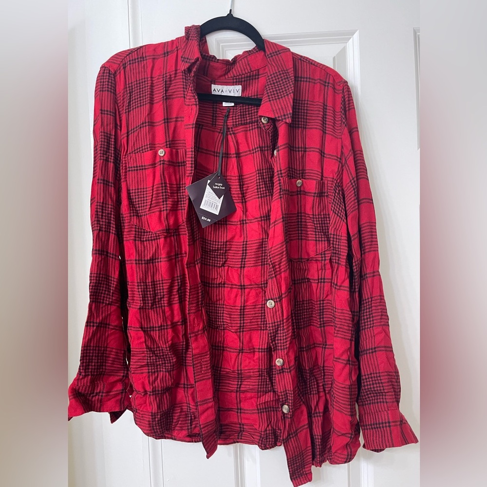 Plaid button up collar shirt